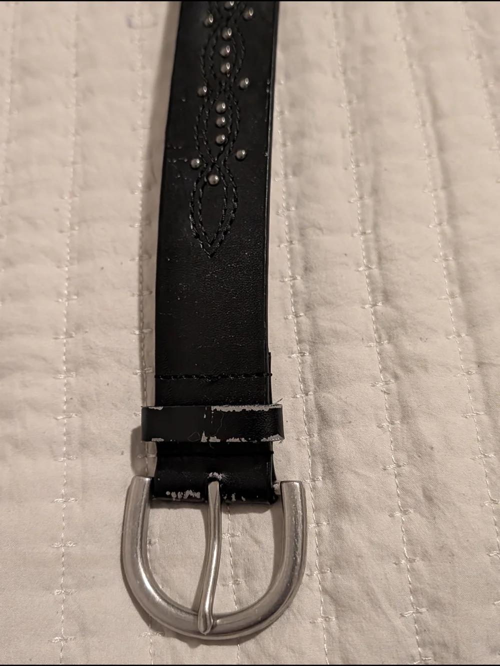 Black Studded Leather Waist Belt
